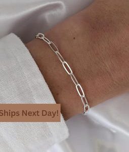 Sterling Silver Paperclip Chain Bracelet | Chunky Durable Link Bracelet for Women | Everyday Minimalist Jewelry | Gift for Her