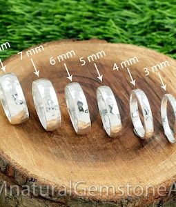 Sterling Silver Half Dome Hammered Comfort Fit Band Ring - Wedding, Thumb, All Widths