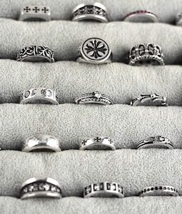 CH In box 925 Silver Vintage classic forever Cross Flower Ring Unisex Gothic design jewelry punk birthday party Gift