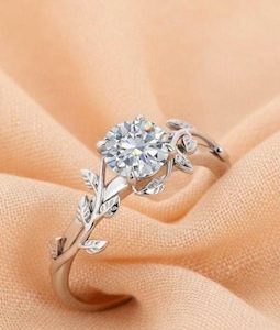 Moissanite Leaf Engagement Ring, Nature-Inspired Vine Band