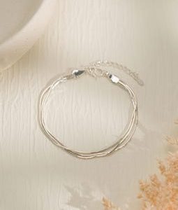 Triple Layer Bracelet,925 Sterling Silver Snake Chain Bracelet,Stackable Bracelet,Dainty Jewelry for Women,Christmas Gift,Gift for Her
